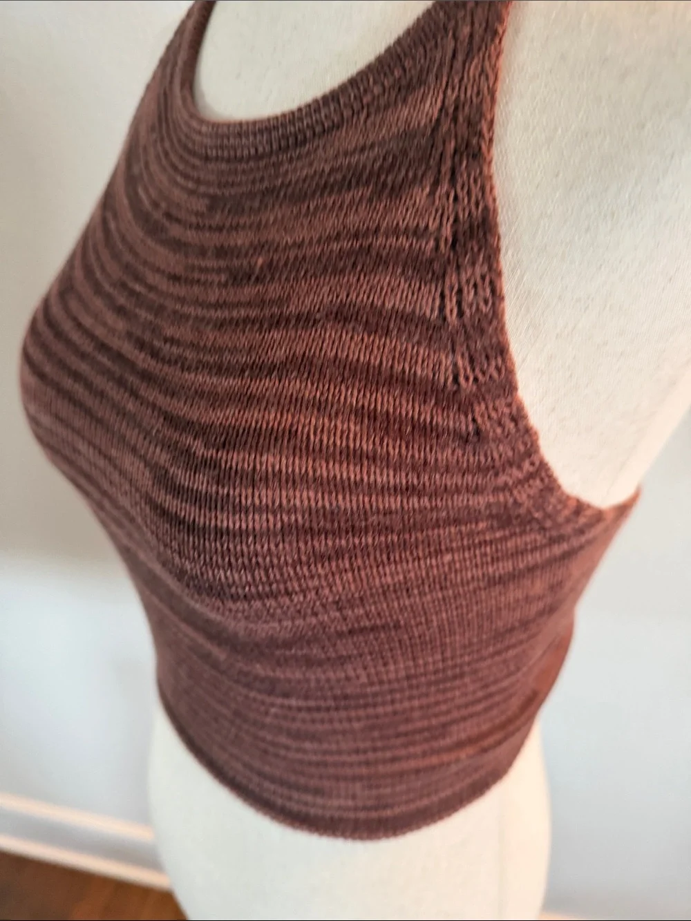 Brown Knit Halter Crop Top - Picture 3 of 3